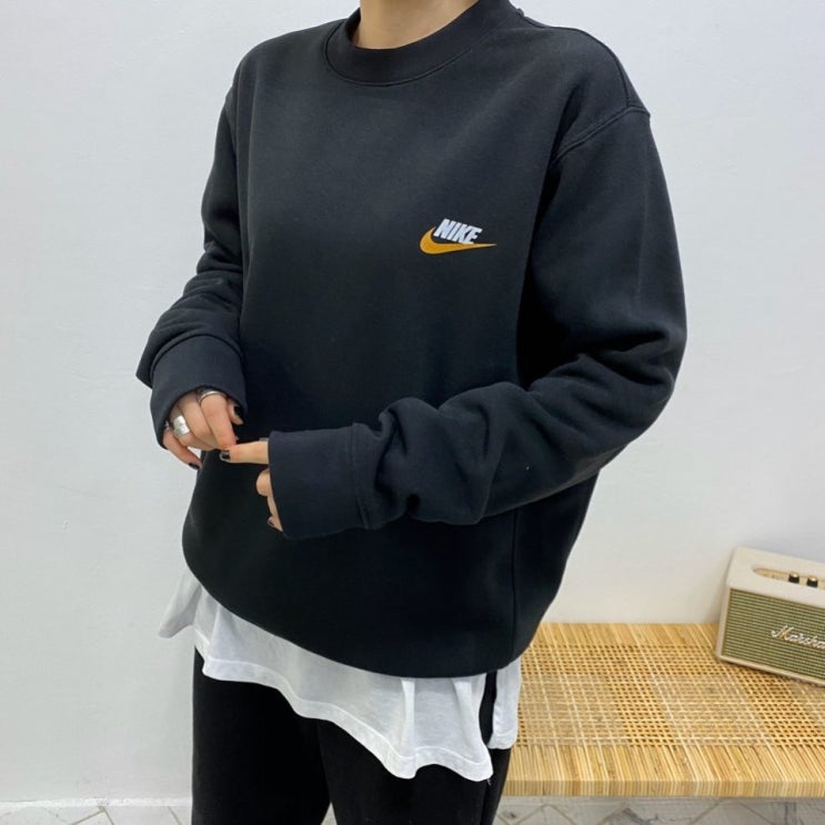  설 NSW 주황로고 기모 나이키 맨투맨