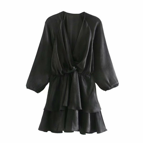 ZARA 같은 봄 여성성 북미 레이어드 미니 원피스 브이넥 슬림 블랙 스커트 추천해요 ZARA 같은 봄 여성성 북미 레이어드 미니 원피스 브이넥 슬림 블랙 스커트 추천해요