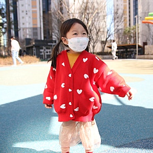로아앤제인 하트가디건 레드 M사이즈 핫딜가격, 4살 후기.