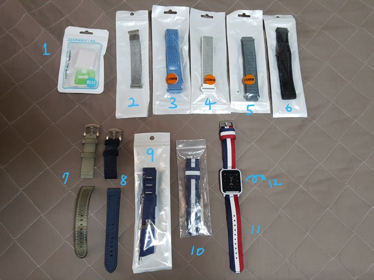  20mm 다양한 시곗줄 리뷰. 갤럭시 액티브 어메이즈핏 빕 액세서리. 시계줄 추천. 스테인리스스틸. 밀레니엄루프. 가죽 시곗줄. 나일론 시곗줄. 손목스트랩.