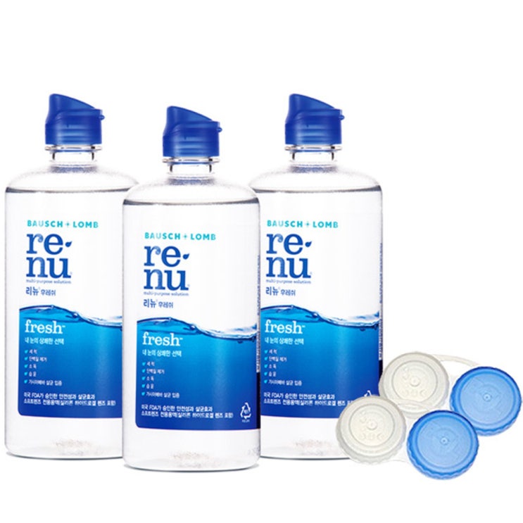 (로켓배송)바슈롬 리뉴 후레쉬 렌즈 세정액 355ml 3p + 렌즈 케이스 2p 세트, 1세트 추천해요 (로켓배송)바슈롬 리뉴 후레쉬 렌즈 세정액 355ml 3p + 렌즈 케이스 2p 세트, 1세트 추천해요