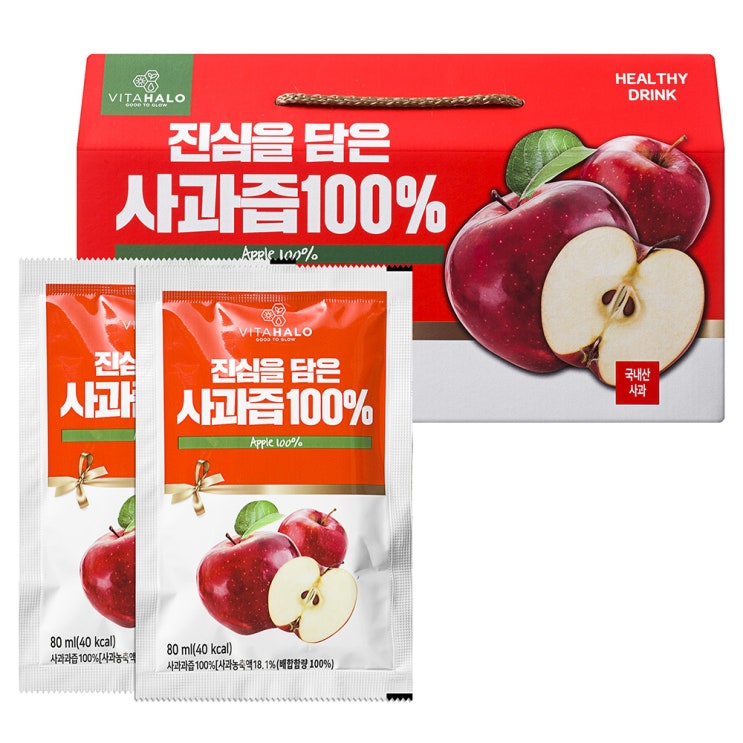 (로켓배송)비타할로 진심을 담은 경북 프리미엄 능금 사과즙 100%, 80ml, 30개입 추천해요