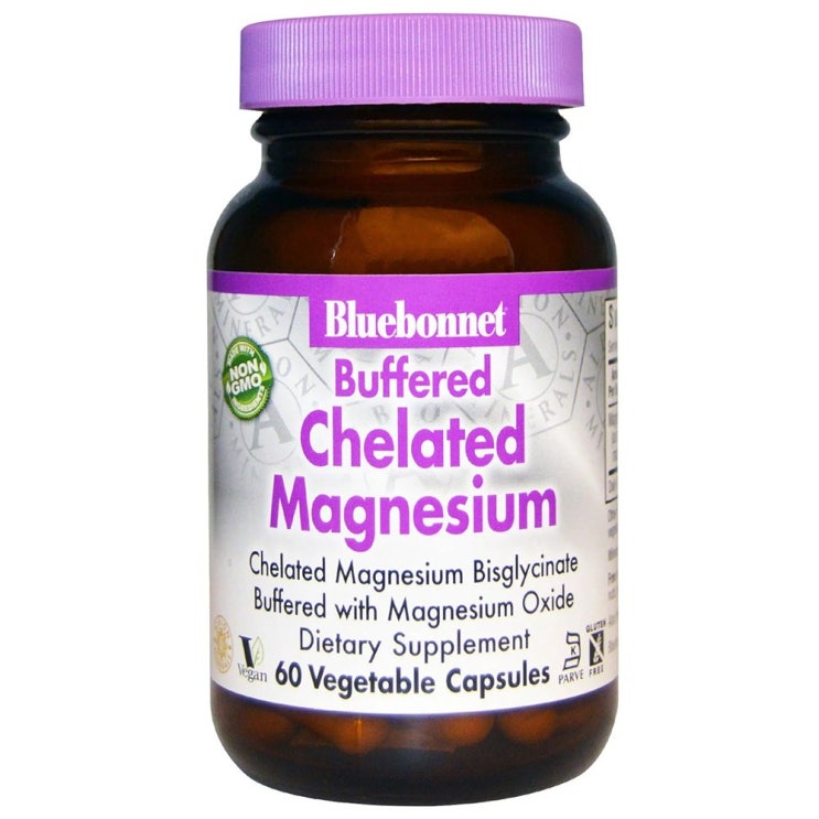  Bluebonnet 버퍼드 킬레이트 마그네슘 200mg 60 캡슐 Buffered Chelated Magnesium Veggie Capsules