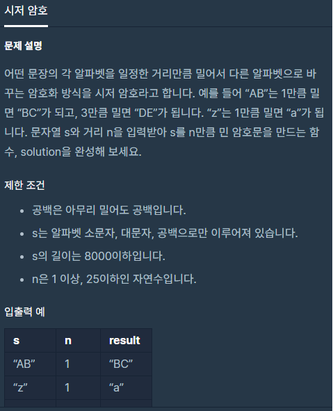  [프로그래머스] 시저 암호 (JS)