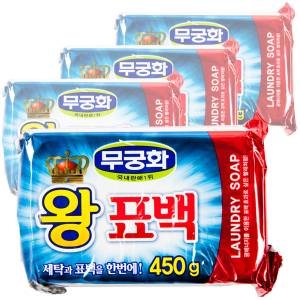  무궁화 왕표백 세탁비누 450g, 4개
