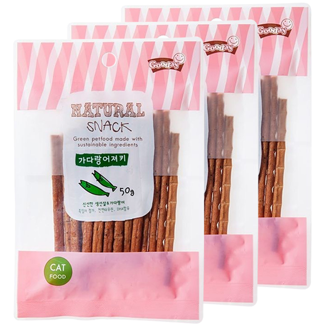  네츄럴스낵 고양이간식 져키 50g, 가다랑어, 3개입
