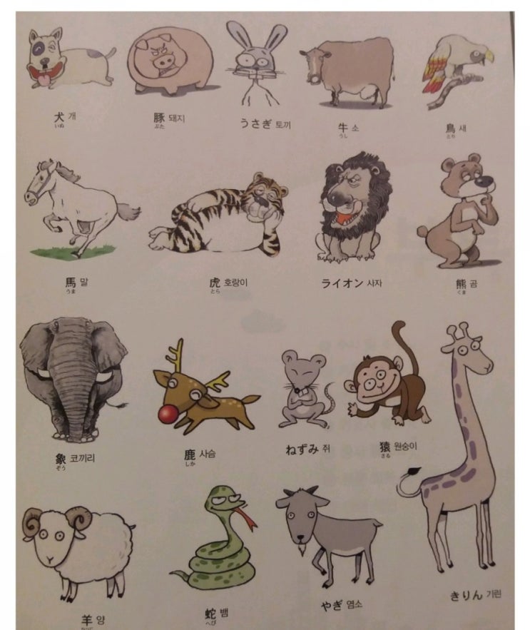  일본어로동물이름읽기