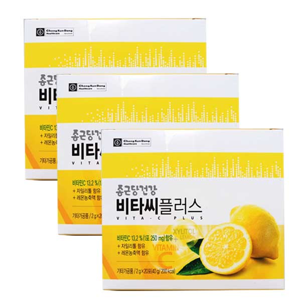  종근당건강 비타씨플러스 2g X 20포 비타민C 자일리톨 레몬농축액 함유 3개
