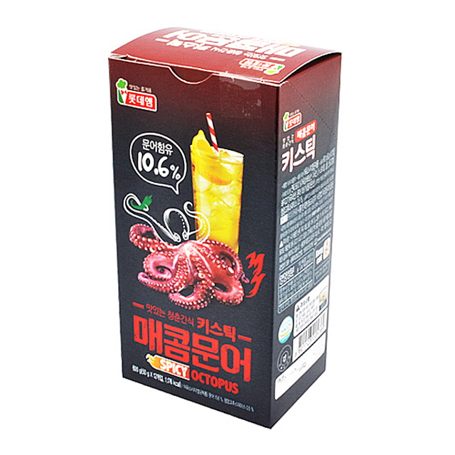 롯데햄 매콤문어 키스틱 50g x 12개 X 6EA_1BOX 수제소시지/핫바/비엔나소세지/핫도그/후랑크소세지/독일소세지/만두/베이컨/어묵/핫도그소세지, 단일 수량 추천해요