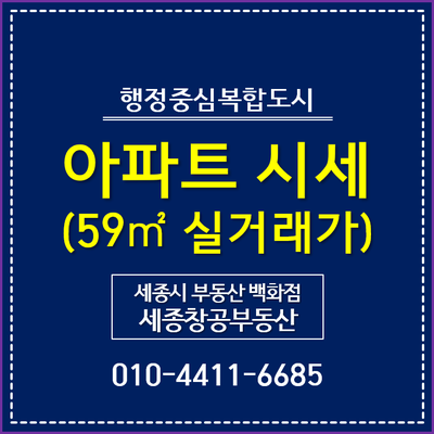  세종시 아파트 시세, 실거래가 추이 - 전용면적 59