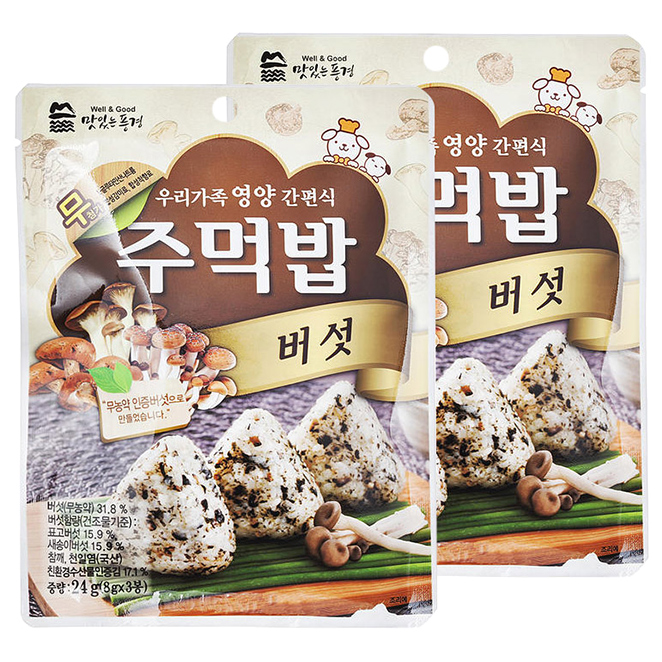  맛있는풍경 주먹밥 버섯, 24g, 2개