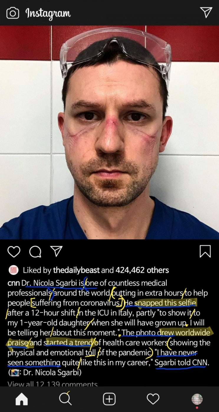  [instagram] CNN post - health care worker's selfie
