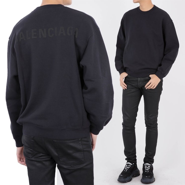  인기패션 19FW 570807 TFV70 1055 발렌시아가 백로고 워싱 블랙 맨투맨 758,000