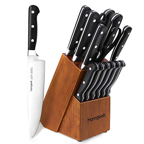 [노와 멀티 다지기 인기판매제품추천] Kitchen Knife Set 15 Pieces with Wooden Block Sharpener 6 Pieces Serrated Steak  노와 멀티 다지기 3월할인특가안내, 노와 멀티 다지기구매평참조