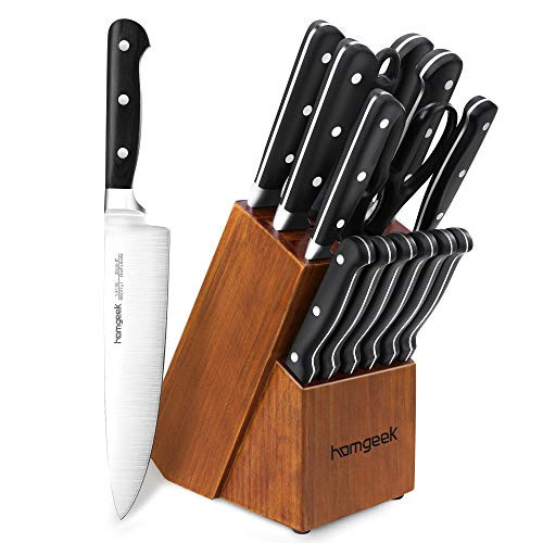 [노와 멀티 다지기 인기판매제품추천] Kitchen Knife Set 15 Pieces with Wooden Block Sharpener 6 Pieces Serrated Steak  노와 멀티 다지기 3월할인특가안내, 노와 멀티 다지기구매평참조