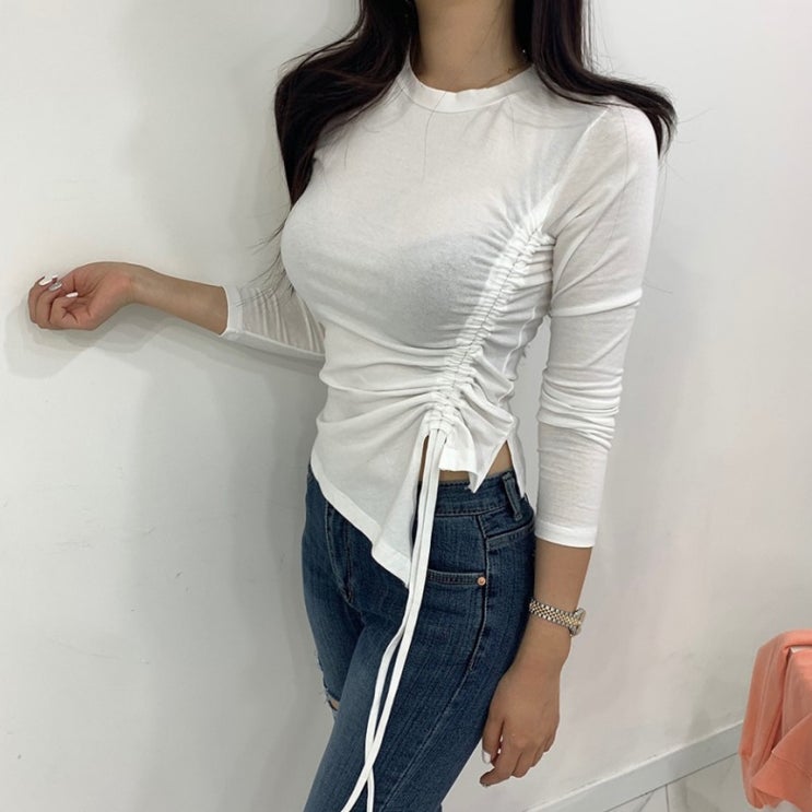 아이이뻐라 슬림핏 스트링 언발 타이트 티셔츠 추천해요 아이이뻐라 슬림핏 스트링 언발 타이트 티셔츠 추천해요