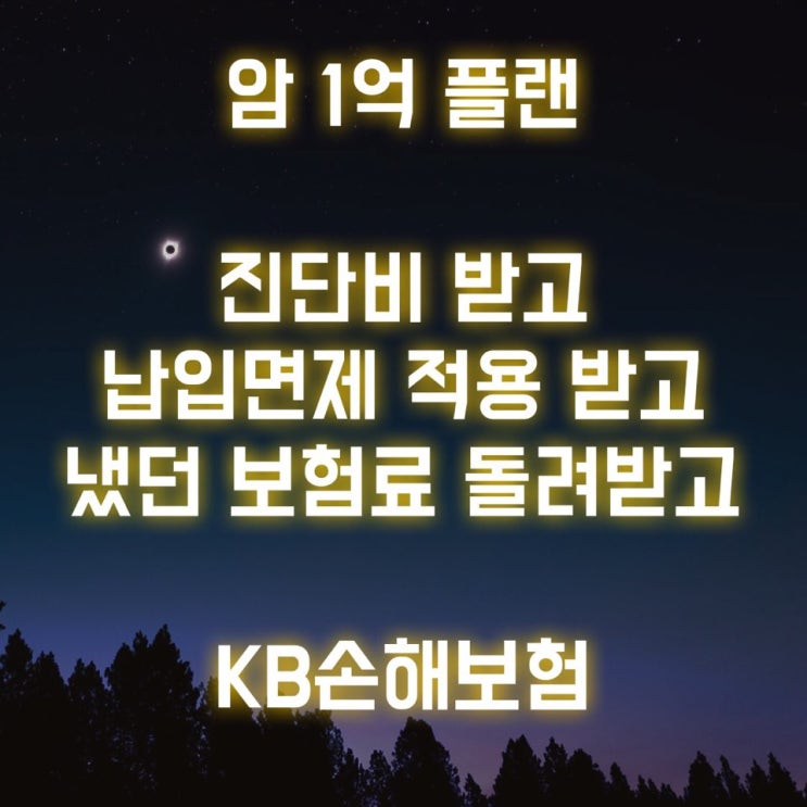 [KB손해보험] 암 1억 플랜 진단비 받고, 납입면제 적용 후 냈던 보험료 모두 돌려받는 상품