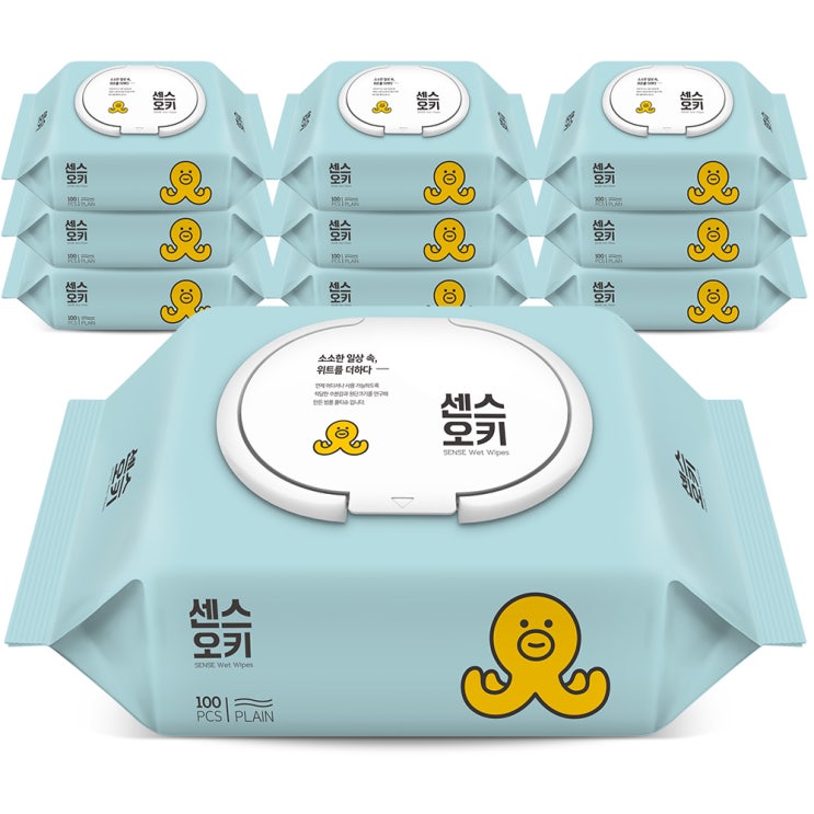  센스 물티슈 민트 캡형, 100매입, 10팩