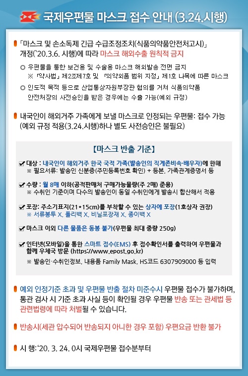  [ 미국 ] 외국으로 마스크 보내기