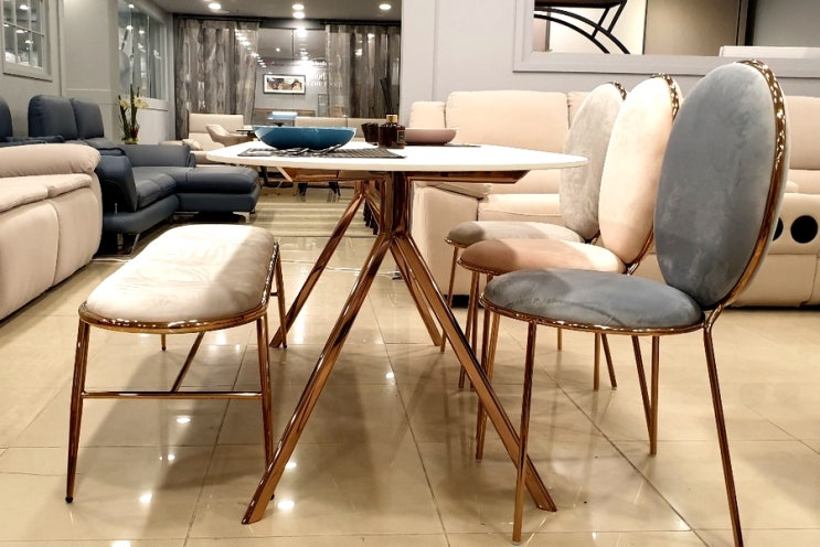 로즈골드의자 세라믹식탁세트