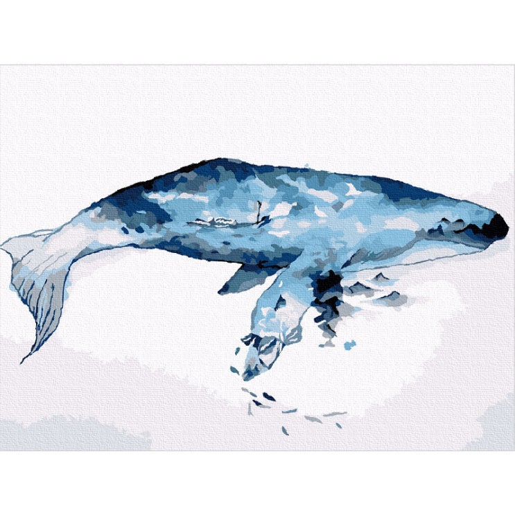 (로켓배송)아트조이 DIY 명화그리기 물감 2세트 + 붓 2세트 푸른 고래 30 x 40 cm, 혼합 색상 추천해요