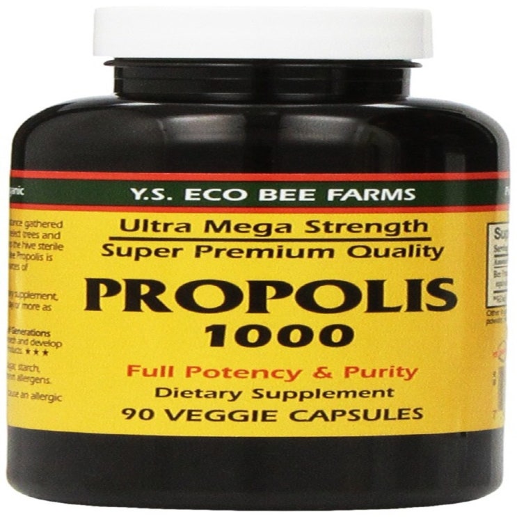  YS Eco Bee Farms Y.S. Propolis 1000 90 Veggie Caps 2 Pack 비염에좋은약 비염에좋은영양제 프로폴리스6000 면역력높이는영양제 코스트코프로폴리스 트루블루프로폴리스, 1개, 1