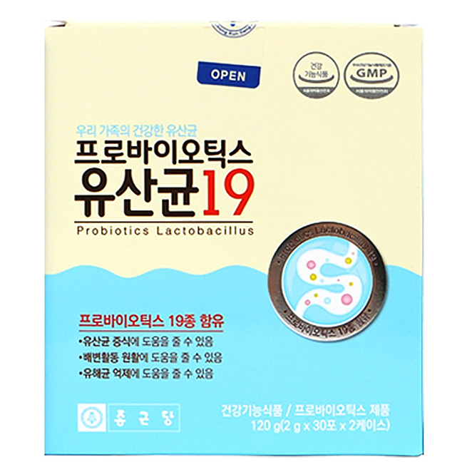 (로켓배송)종근당 프로바이오틱스 유산균 19, 2g, 60개입 추천해요 (로켓배송)종근당 프로바이오틱스 유산균 19, 2g, 60개입 추천해요