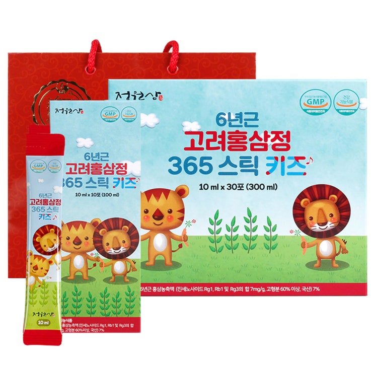  특가정보,  정원삼 6년근 고려홍삼정 365 스틱 키즈  쇼핑백 10ml 30개입 : 오늘의 핫딜