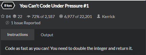  [CodeWars] You Can't Code Under Pressure #1