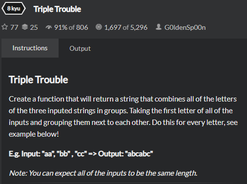  [CodeWars] Triple Trouble 풀이