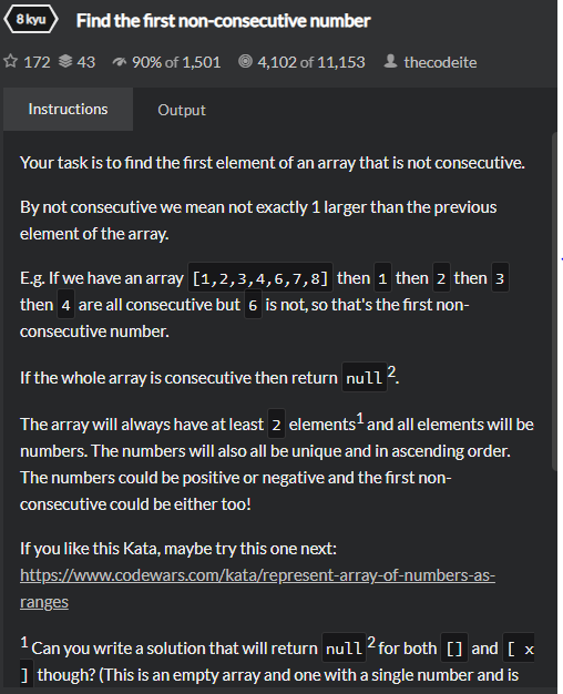 [CodeWars] Find the first non-consecutive number : 네이버 블로그