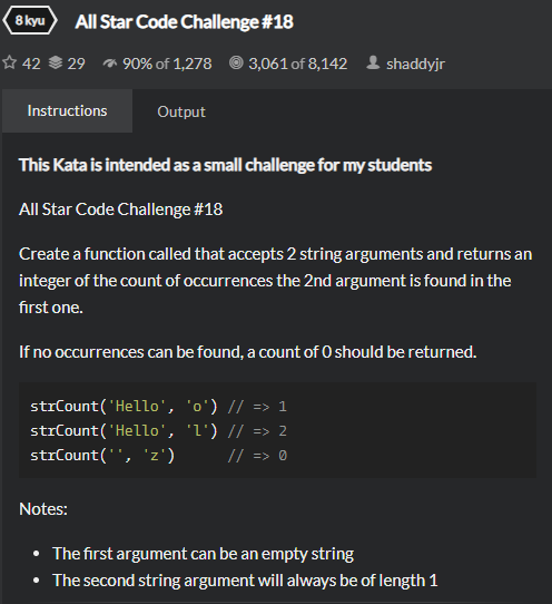  [CodeWars] All Star Code Challenge #18