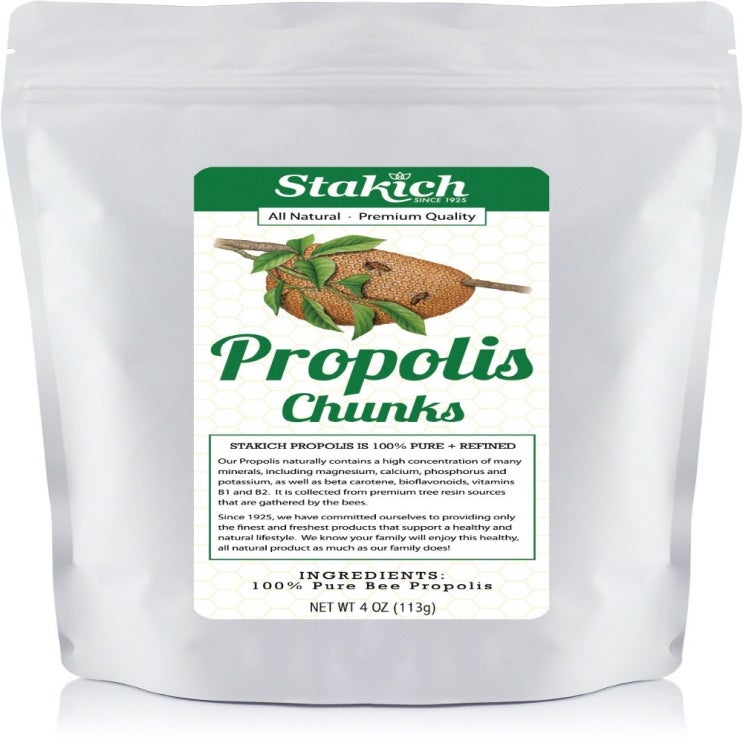 Stakich Bee Propolis Chunks 4 Ounce 113g 비염에좋은약 비염에좋은영양제 프로폴리스6000 면역력높이는영양제 코스트코프로폴리스 트루블루프로, 1개, 1