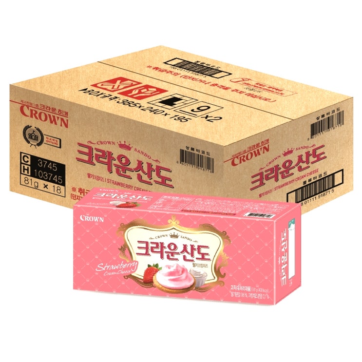  크라운 산도 딸기크림치즈 81g 18개입