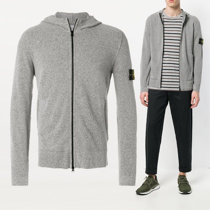  명품클라쓰 STONE ISLAND 스톤18SS 와펜 패치 니트 후드 집업6815535B5 V0061