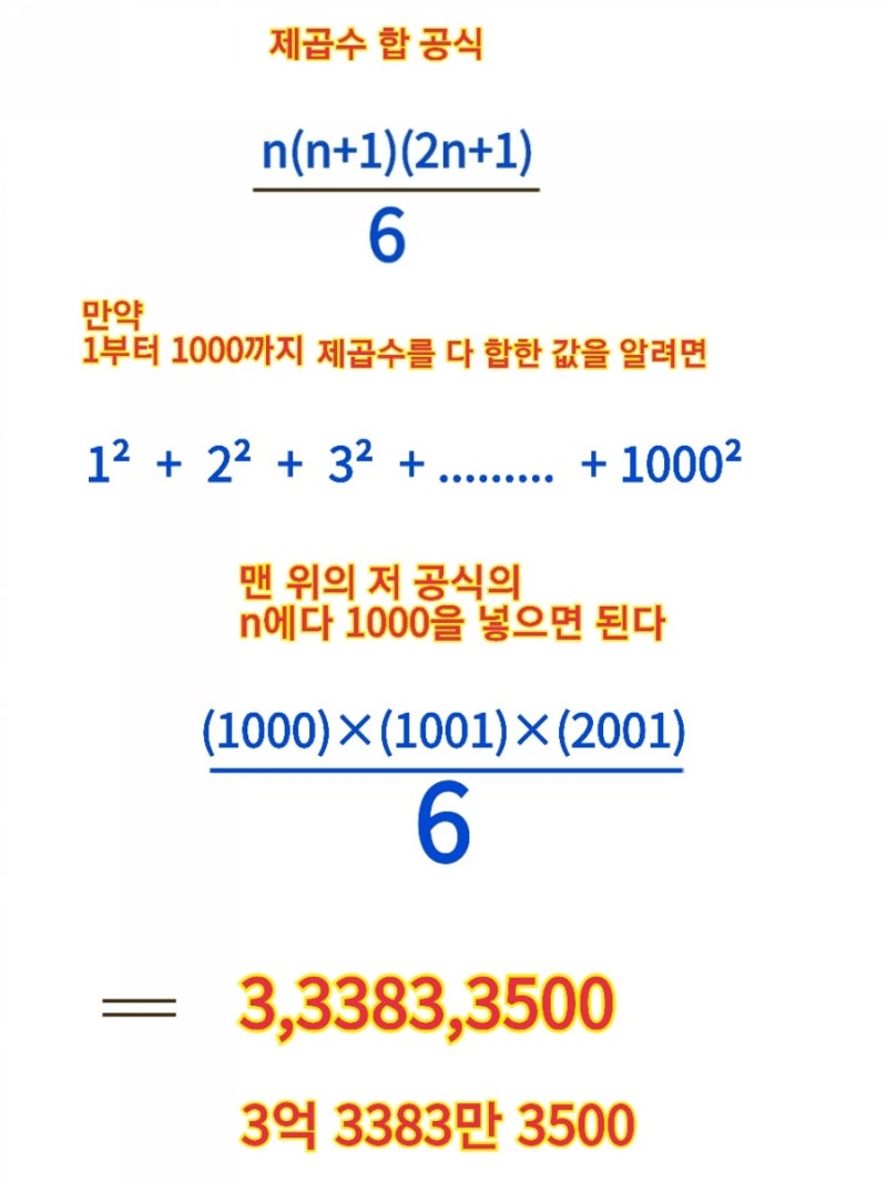 시그마 제곱수 합 공식 개념과 원리 : 네이버 블로그