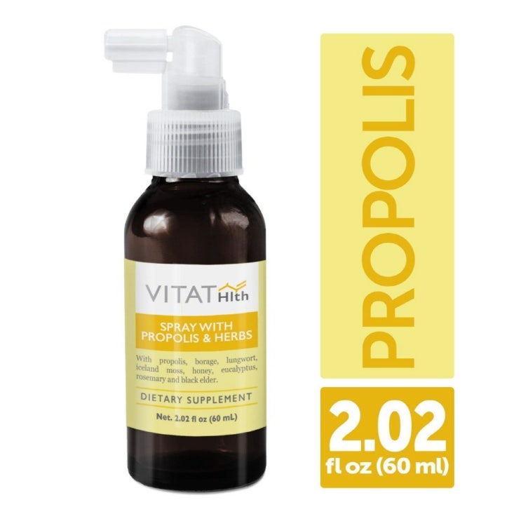 Vitat HLTH VITAT Adult Propolis Throat Spray 2.02 Oz 비염에좋은약 비염에좋은영양제 프로폴리스6000 면역력높이는영양제 코스트코프로폴리스 트루블루프로폴리스, 1개, 1