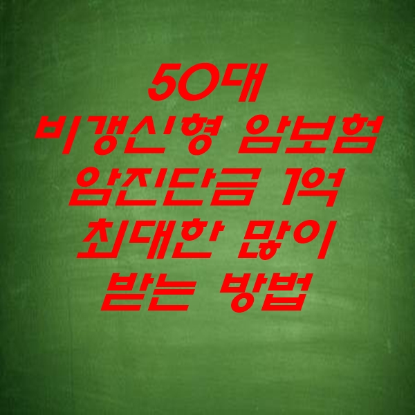  50대 비갱신형 암보험 100세까지 최대한 많이 받는 방법