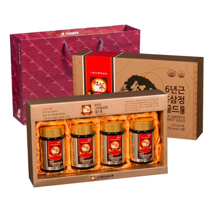 (로켓배송)고려인삼유통 6년근 고려홍삼정 GOLD 4개입 + 쇼핑백, 1000g, 1세트 가격정보 (로켓배송)고려인삼유통 6년근 고려홍삼정 GOLD 4개입 + 쇼핑백, 1000g, 1세트 가격정보
