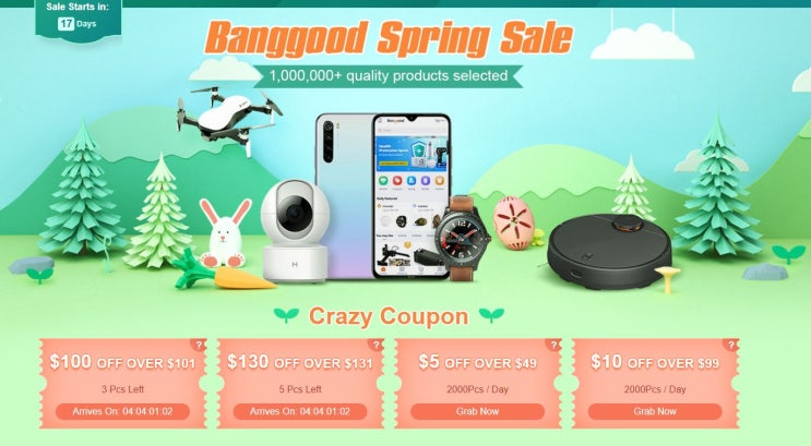 한정수량 뱅굿 Banggood 할인쿠폰코드 봄 세일 행사 한정수량 뱅굿 Banggood 할인쿠폰코드 봄 세일 행사