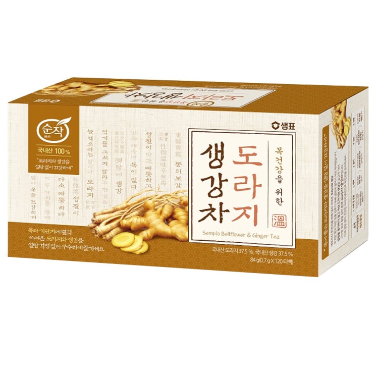 (로켓배송)샘표 순작 목건강을 위한 도라지 생강차, 0.7g, 120개 가격정보