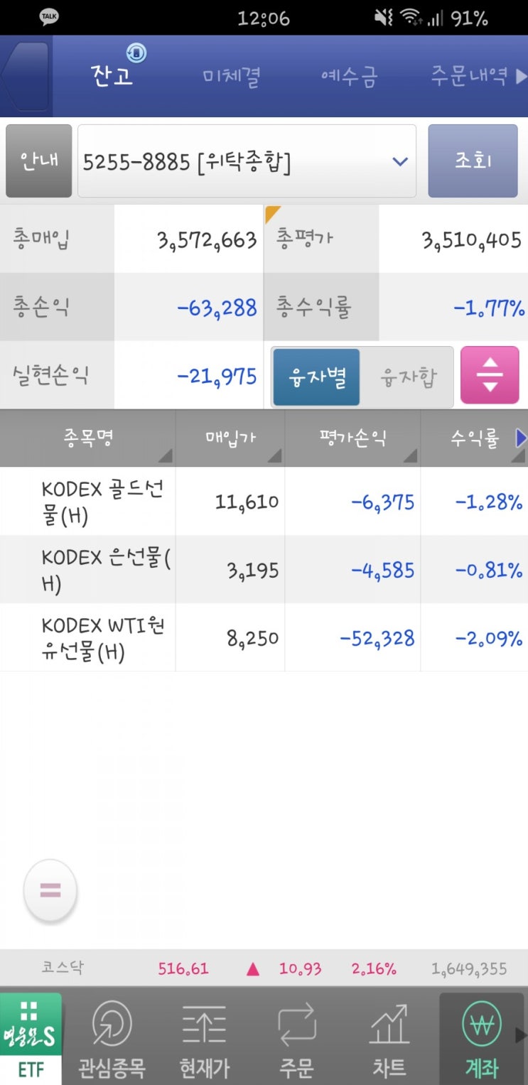  3월 26일 목요일 - 원유 금 은 ETF