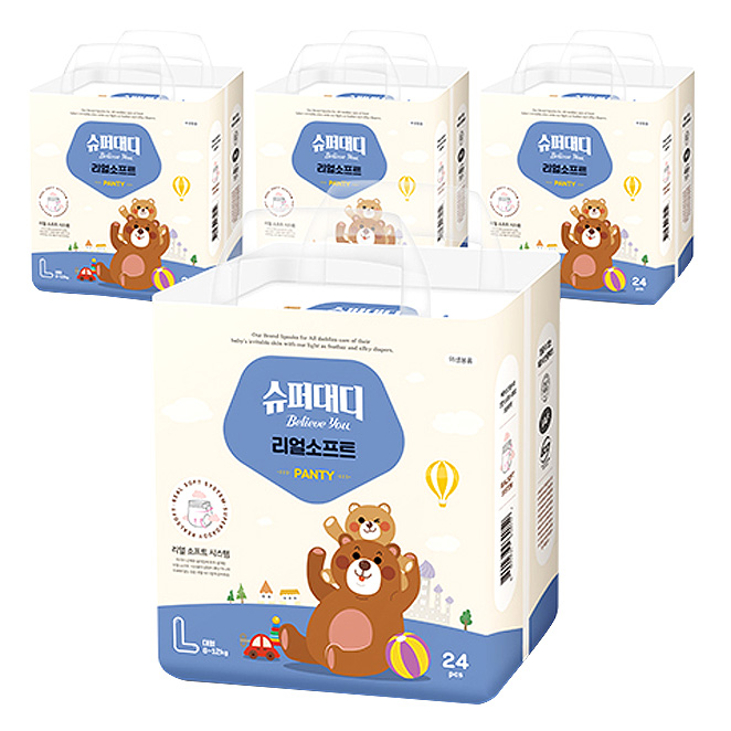 (로켓배송)슈퍼대디 리얼소프트 팬티형 기저귀 아동공용 대형(8~12kg), 96매 가격정보 (로켓배송)슈퍼대디 리얼소프트 팬티형 기저귀 아동공용 대형(8~12kg), 96매 가격정보