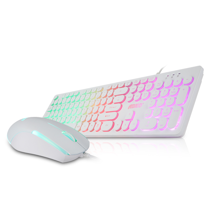   앱코 HACKER RGB LED 멤브레인 키보드  마우스 KM110 화이트
