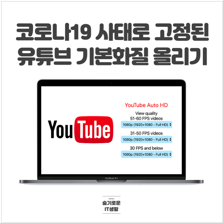  코로나19로 고정된 유튜브 기본화질 올리기