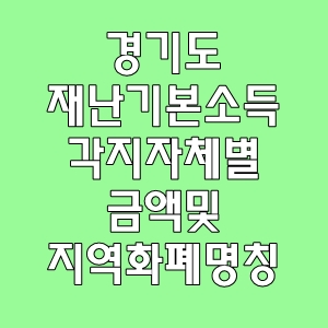 경기도재난기본소득각지자체별금액과 경기지역화폐각지역별명칭정리