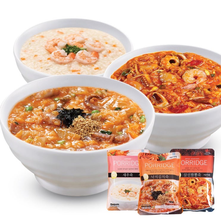 CS004 서울마님죽 낙지김치죽+삼선짬뽕죽+새우죽 set, 500g, 1세트 추천해요