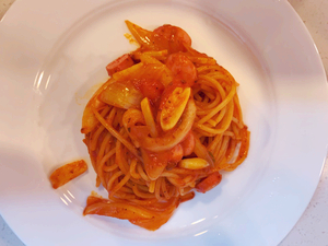 오늘의저녁: "비엔나 토마토 스파게티"