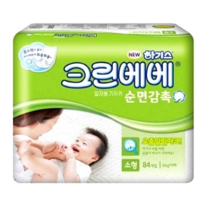  하기스 크린베베 순면감촉 기저귀 소형 84매 1팩, 단품