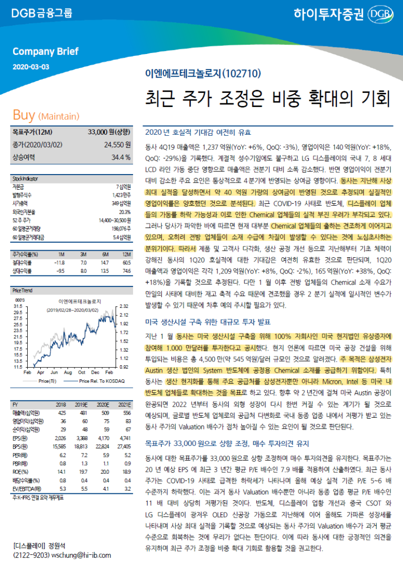 이엔에프테크놀로지(전자재료, 반도체소재, 디스플레이소재, 포토레지스트, 국산화 관련주) 분석 : 네이버 블로그